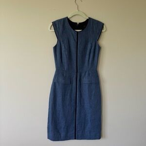 J. Crew Blue Chambray Sleeveless Dress size 0, fully lined.